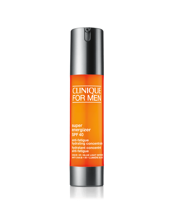 Clinique For Men™ Super Energizer Hydratant Concentré Anti-fatigue SPF 40, Ce gel ultra-léger offre une hydratation intense et concentrée tout en combattant la sécheresse de la peau et les agressions environnementales.