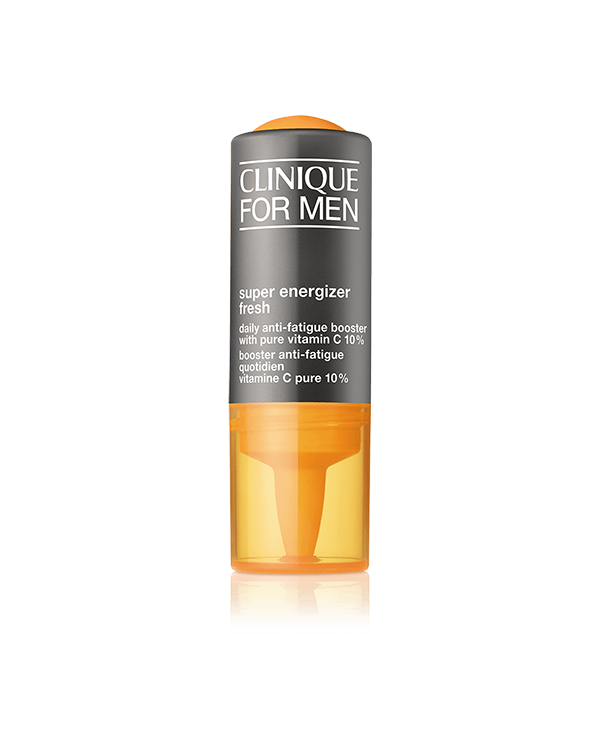 Clinique For Men™ Super Energizer Booster Anti-Fatigue Vitamine C Pure 10%, Ce booster Vitamine C est un anti-âge surpuissant qui permet en une pression de réduire les signes de l&#039;âge et de la fatigue.