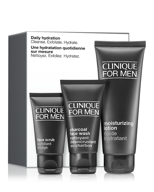 Coffret Daily Hydration, Trois de nos formules Clinique For Men™ les plus vendues dans un joli coffret comprenant Clinique For Men™ Fluide Hydratant en taille vente.