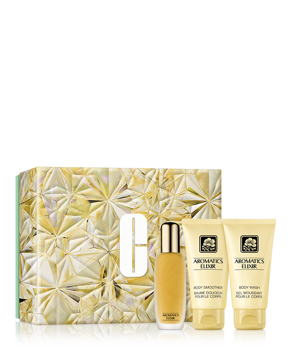 Coffret Aromatics Elixir™ 45ML, Un coffret parfum intemporel Clinique, regroupant trois produits phares Aromatics Elixir™.